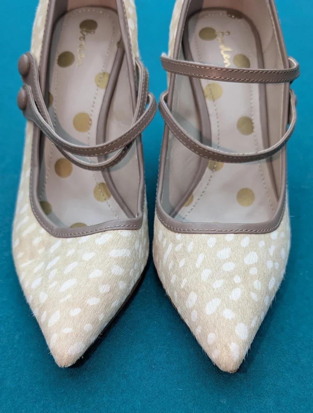 Boden Real Leather Pony Hair Animal Print Strappy Block Heels 39 US 8.5